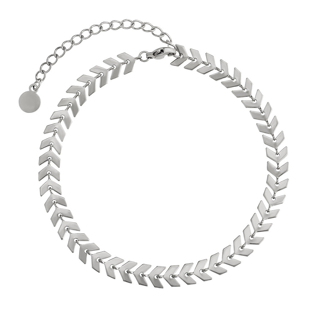 Hollow Leaf Arrow Anklet Set - Female Titanium Steel Spring/Summer Jewelry Beach Foot Jewelry