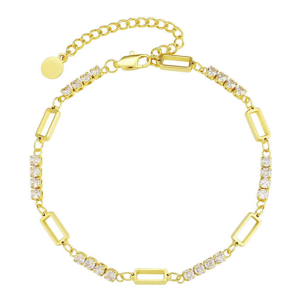 Hollow Leaf Arrow Anklet Set - Female Titanium Steel Spring/Summer Jewelry Beach Foot Jewelry