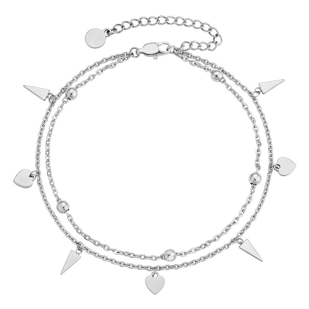 Hollow Leaf Arrow Anklet Set - Female Titanium Steel Spring/Summer Jewelry Beach Foot Jewelry