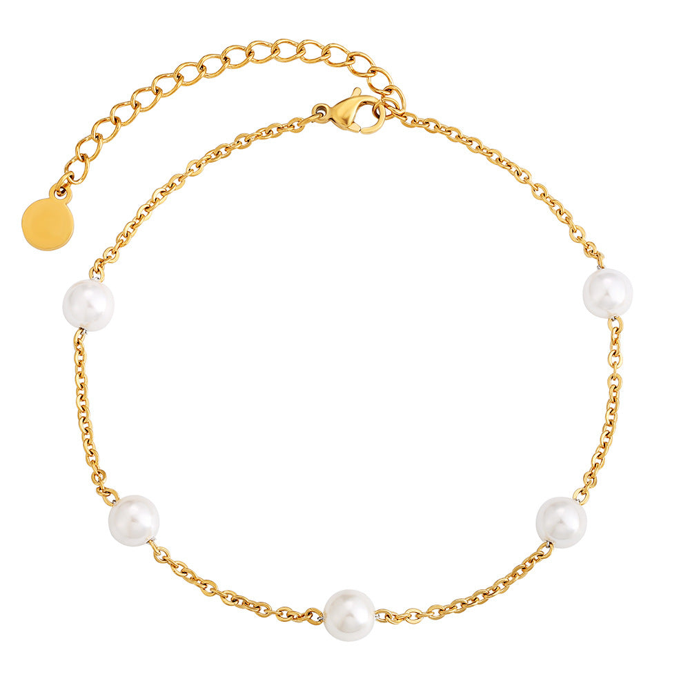 Hollow Leaf Arrow Anklet Set - Female Titanium Steel Spring/Summer Jewelry Beach Foot Jewelry