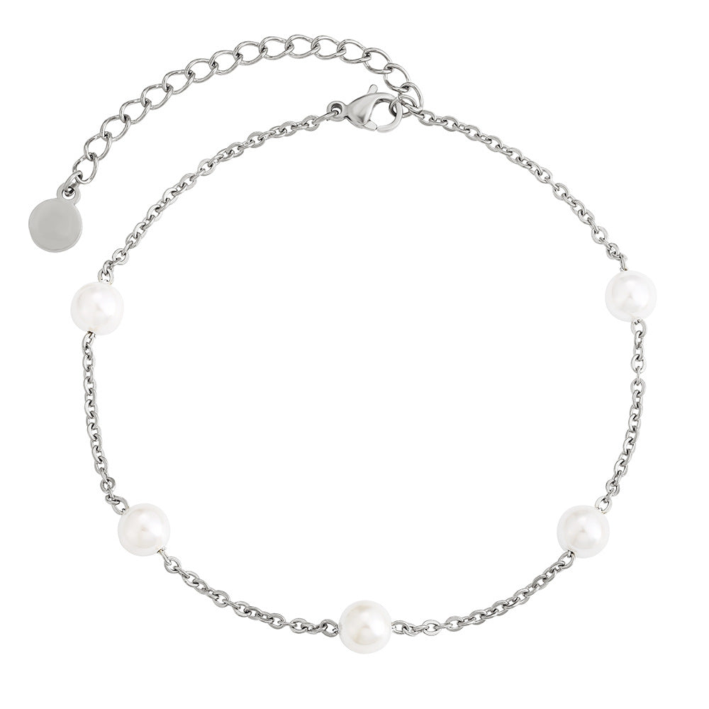 Hollow Leaf Arrow Anklet Set - Female Titanium Steel Spring/Summer Jewelry Beach Foot Jewelry