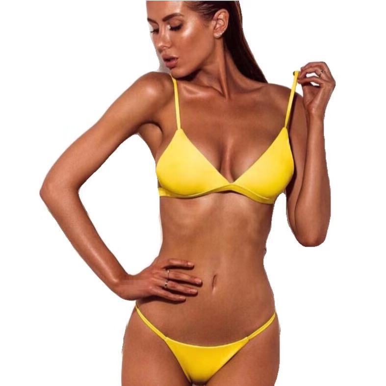 Solid Color Bikini Swimsuit